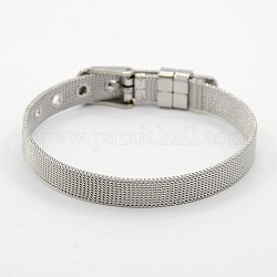 Unisexe bracelet de bande de montre mode en 304 acier inoxydable, avec des fermoirs de bande de montre, couleur inoxydable, 8-1/4 pouce (210 mm), 10x1.4mm