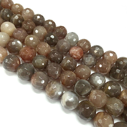 Chapelets de perles de sunstone naturelle naturelles, grade AB, facette, ronde, 8mm, Trou: 1mm, Environ 47 pcs/chapelet, 15.5 pouce