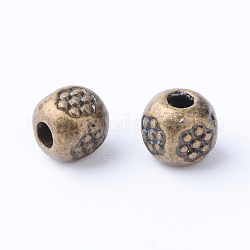 Séparateurs perles en alliage de style tibétain, colonne, Sans cadmium & sans nickel & sans plomb, bronze antique, 4x4x4mm, Trou: 1.5mm, environ4000 pcs / 1000 g.