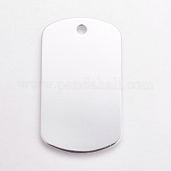Gros pendentifs en aluminium, pet tag, estampillage d'une étiquette vierge, rectangle, couleur argentée, 50x29x1mm, Trou: 3.5mm
