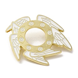 Épingles en émail de séraphin de dessin animé, broche en alliage pour vêtements de sac à dos, anneau pour les yeux avec badge ailes d'ange, blanc, 43x50x1.5mm