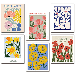Pintura colgante de papel rectangular, para accesorios de decoración del hogar, patrón de flores, 205x255mm, 6 patrones / juego