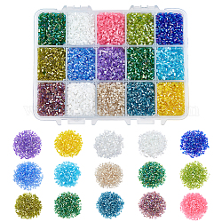 Nbeads 300g 15 Farben 11/0 zwei geschliffene Glasperlen, Hexagon, gemischten Stil, Mischfarbe, 2.2 mm, Bohrung: 0.5 mm, 20 g / Farbe