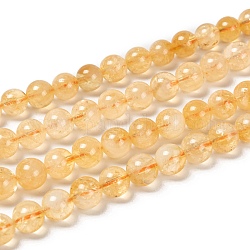 Chapelets de perles de citrine naturelle, ronde, 8mm, Trou: 1mm, Environ 49 pcs/chapelet, 15.5 pouce (39.5 cm)