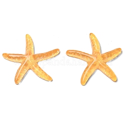 Cabochons d'animaux marins en résine translucide, étoile de mer scintillante, orange, 37x39x6mm