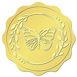 34 Sheets Self Adhesive Gold Foil Embossed Stickers, Round Dot Medal Decoration Sticker for Envelope Card Seal, Butterfly, Size: about 165x211mm, Stickers: 50mm, 12pcs/sheet, 34 sheets/set