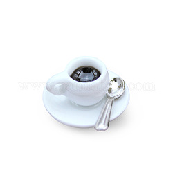 Mini tazzine da caffè in porcellana con vassoio e cucchiaio, per accessori per la casa delle bambole, fingendo decorazioni di scena, bianco, 22x14mm