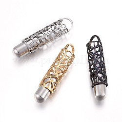 304 Stainless Steel Pendants, Tube, Mixed Color, 43x10x10mm, Hole: 5.7x7.5mm