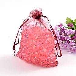 Organza Bags, with Sequins, Mother's Day Bags, Dark Red, about 15cm wide, 20cm long