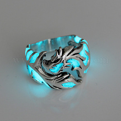 Кольцо-манжета с драконом из люминесцентного сплава, светящееся в темноте массивное кольцо для мужчин и женщин, античное серебро, размер США 10 (19.8 мм)