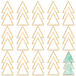Benecreat 16 個真鍮フィリグリージョイナーリンク  幾何学的な三角形のクリスマス ツリー  生（メッキなし）  46x21x1mm