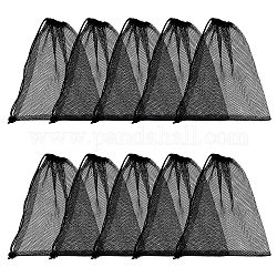 Bolsas de almacenamiento con cordón de malla de poliéster, Rectángulo, negro, 290~295x250x1~2mm