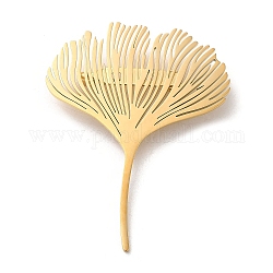 201 Stainless Steel Brooch for Backpack Clothes, Gingko Leaf, 59x46x1.3mm