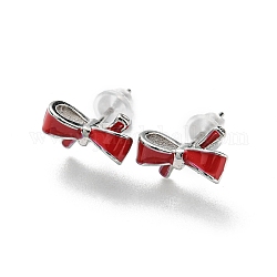 Boucles d'oreilles en laiton sur le thème de Noël, bowknot, 6x10.5mm