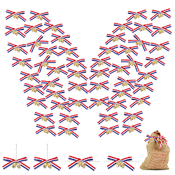 Chgcraft 30pcs noeuds papillon en polyester, avec cloche et fil de fer torsadé, pour le jour de l'indépendance, rouge, 59~62x76~86x19~20mm