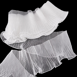 Ruban à volants en polyester de 7 mètre, ruban ondulé plissé, pour accessoires de vêtement, blanc, 5-1/4 pouce (132 mm)