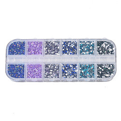 Cabochon in strass di resina a punta sul retro, nail art accessori decorativi, diamante, blu medio, 2x1mm