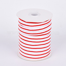 Cinta de terciopelo de cara única, cinta de rayas, dos tonos, blanco y rojo, 3/8 pulgada (9.5 mm), aproximamente 50yards / rodillo (45.72 m / rollo)