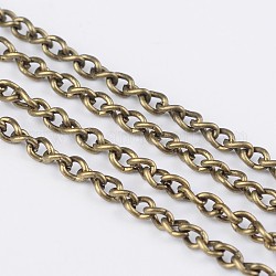 Iron Side Twisted Chains, with Spool, Twist Oval, Unwelded, Curb Chains, Nickel Free, Antique Bronze, 3x2x0.5mm, about 328.08 Feet(100m)/roll