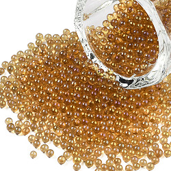 DIY 3 d Nagelkunstdekoration Miniglasperlen, Kaviar winzigen Nagel-Perlen, ab Farbe plattiert, Runde, Kamel, 3.5 mm, ca. 450 g / Beutel
