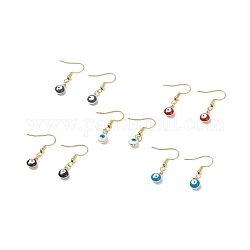 Enamel Evil Eye Dangle Earrings, Golden Plated 304 Stainless Steel Jewelry for Women, Mixed Color, 30mm, Pin: 0.6mm