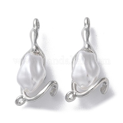 Alloy with ABS Imitation Pearl Pendants, Lead Free & Cadmium Free, Platinum, 29x14x8mm, Hole: 2mm