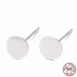 925 Ohrstecker aus Sterlingsilber mit flachem Polster, Ohrringpfosten, mit 925 Stempel, Silber, 11.5x5 mm, Stift: 0.7 mm