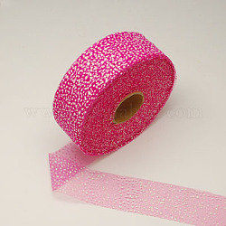 Cinta de organza, agradable para la decoración del partido, color de rosa caliente, 1-5/8 pulgada (42 mm), 100yards / rodillo (91.44 m / rollo)