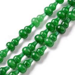 Chapelets de perles de jade blanche naturelle, teinte, gourde, verte, 17.5~18.5x9.5~10mm, Trou: 1.2mm, Environ 23~24 pcs/chapelet, 16.14~16.34 pouce (41~41.5 cm)