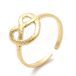 304 anello per polsino aperto da donna a cuore cavo in acciaio inossidabile, vero placcato oro 14k, diametro interno: 17mm