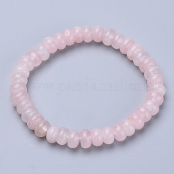 Naturelle quartz rose de perle bracelets extensibles, abaque, 2-1/4 pouce ~ 2-1/4 pouces (56~58 mm)