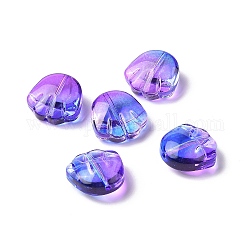Perle di vetro verniciate a spruzzo trasparente, orso artiglio stampa, blu viola, 14x14x7mm, Foro: 1 mm