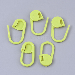 Plastique titulaire des marqueurs de mailles tricot crochet de verrouillage, jaune vert, 21x11x3mm, trou: 8x10 mm, environ 200 PCs / sachet 