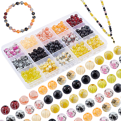 PandaHall 15 Color Halloween Beads, 300pcs Yellow Black Beads 6mm Round Glass Beads Fall Beads Spacer Loose Beads for Bracelets Necklaces Earring Making Holiday Thanksgiving Party Decor