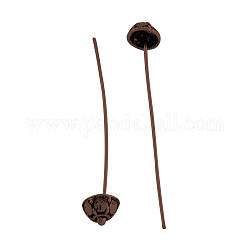 Brass Fancy Pins, with Alloy Findings, Cadmium Free & Nickel Free & Lead Free, Red Copper, 48x8mm, pin: 1mm