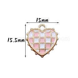 Tema di San Valentino, Pendente smaltati in lega, oro, cuore con motivo scozzese, roso, 15.5x15mm