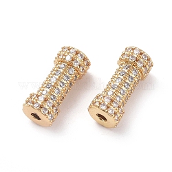 Laiton micro pavé de perles de zircone cubique claires, Tube, or, 14x6mm, Trou: 1mm