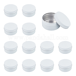 Lattine di alluminio rotonde, vaso di alluminio, contenitori di stoccaggio per cosmetici, candele, caramelle, con coperchio a vite, bianco, 7.1x3.6cm, diametro interno: 63mm, Capacità: 80ml