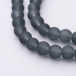 Transparent Glass Bead Strands, Frosted, Round, Gray, 8mm, Hole: 1~1.6mm, about 99pcs/strand, 31.4 inch