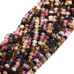 Natural Tourmaline Beads Strands, Faceted, Bicone, 4x4mm, Hole: 0.7mm, about 105pcs/strand, 15.35''(39cm)