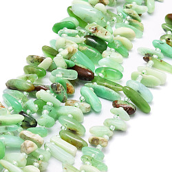 Naturali verde opale perle fili, pepite, 9.5~30x4.5~7.5x1.5~5mm, Foro: 0.8 mm, circa 80pcs/filo, 15.75 pollice (40 cm)