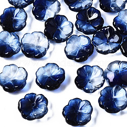 Perles de verre peintes par pulvérisation transparent, fleur, bleu foncé, 15x15x6mm, Trou: 1.2mm