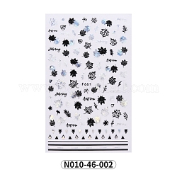Nagelkunst Aufkleber, selbstklebend, für Nagelspitzen Dekorationen, Ahornblattmuster, schwarzes Silber, 122x76 mm