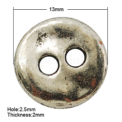 Пуговицы тибетскго стиля, без кадмия и без свинца, плоско-круглые, античное серебро, 13x2 мм, отверстие : 2.5 мм