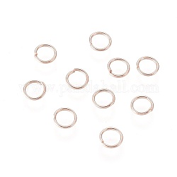 304 in acciaio inox anelli di salto aperto, oro roso, 24 gauge, 4x0.5mm, diametro interno: 3mm