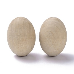 Oeufs de pâques en bois blanc inachevé, Artisanat en bois, ovale, tan, 6x4.3 cm