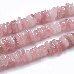 Natürlichen Rosenquarz Perlen Stränge, Chip, 11~17x9~11x2~4 mm, Bohrung: 0.9 mm, ca. 124 Stk. / Strang, 15.75 Zoll (40 cm)