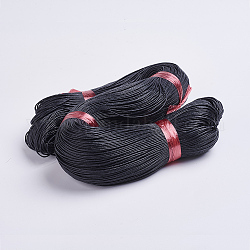 Chinese Waxed Cotton Cord, Macrame Bracelet Necklace Jewelry Making, Black, 1mm, about 360yard/bundle(330m/bundle)