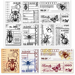 Francobolli in pvc, per scrapbooking diy, album fotografico decorativo, fabbricazione di carte, fogli di francobolli, cornice di pellicola, insetti, 21x14.8x0.3cm