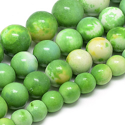 Synthetik Meer weißer Jade Perlen Stränge, gefärbt, Runde, lime green, 12 mm, Bohrung: 1.5 mm, ca. 33 Stk. / Strang, 16.3 Zoll